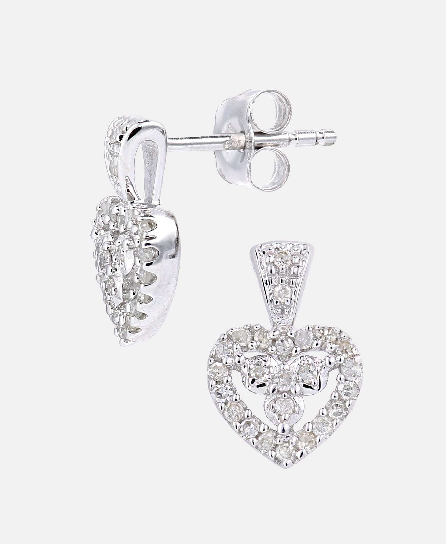 Ohrringe aus 375 Weißgold mit Diamant Herz-Design
