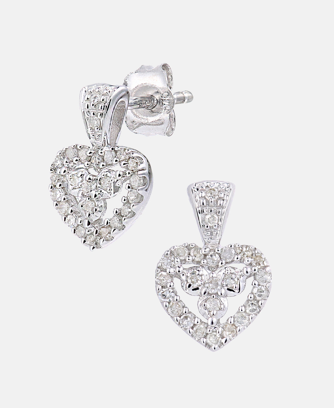Ohrringe aus 375 Weißgold mit Diamant Herz-Design