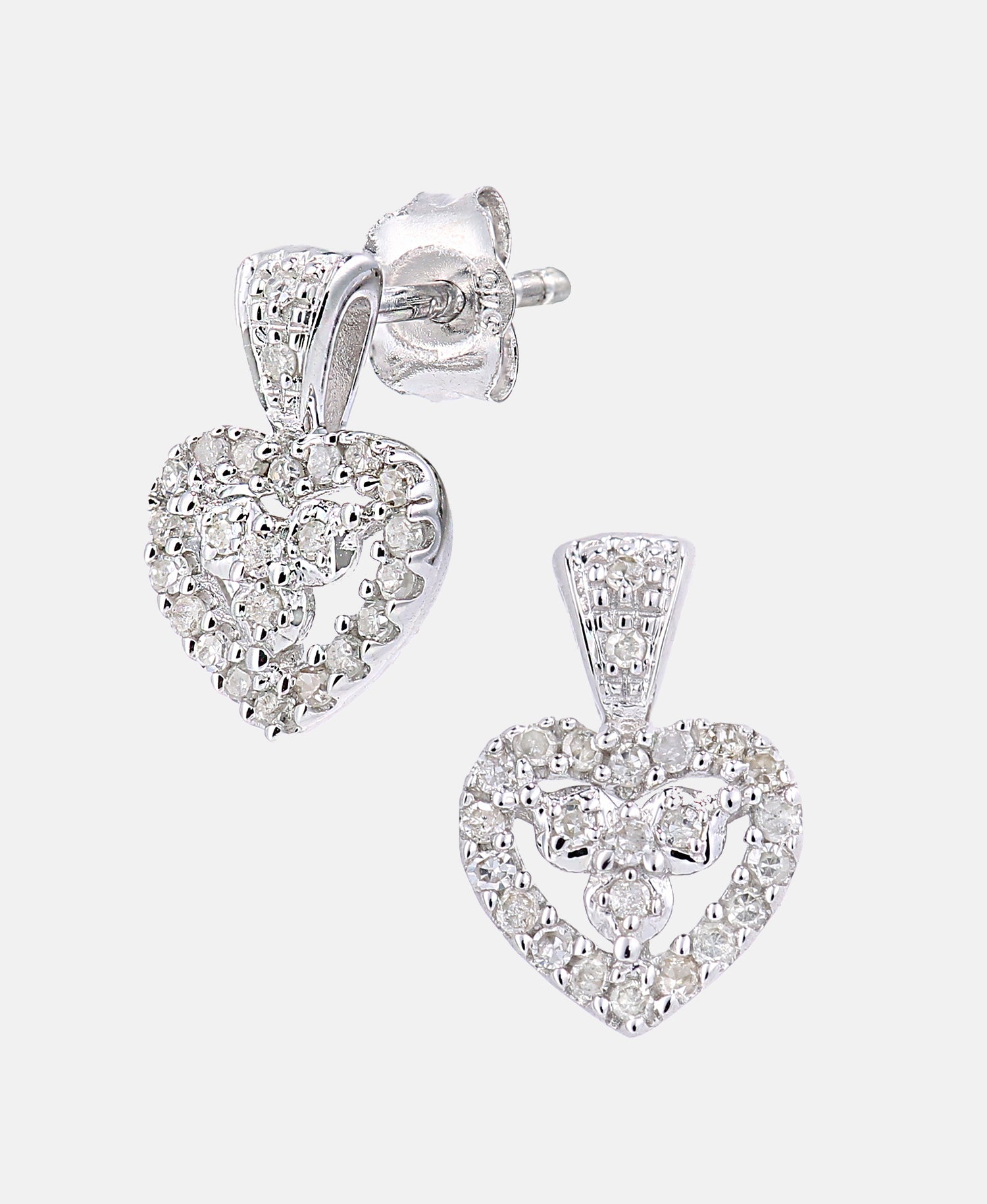 Ohrringe aus 375 Weißgold mit Diamant Herz-Design