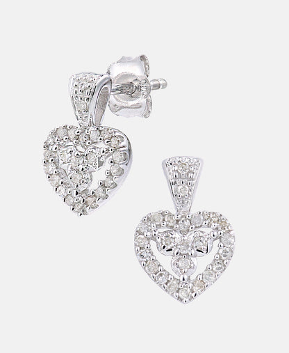 Ohrringe aus 375 Weißgold mit Diamant Herz-Design