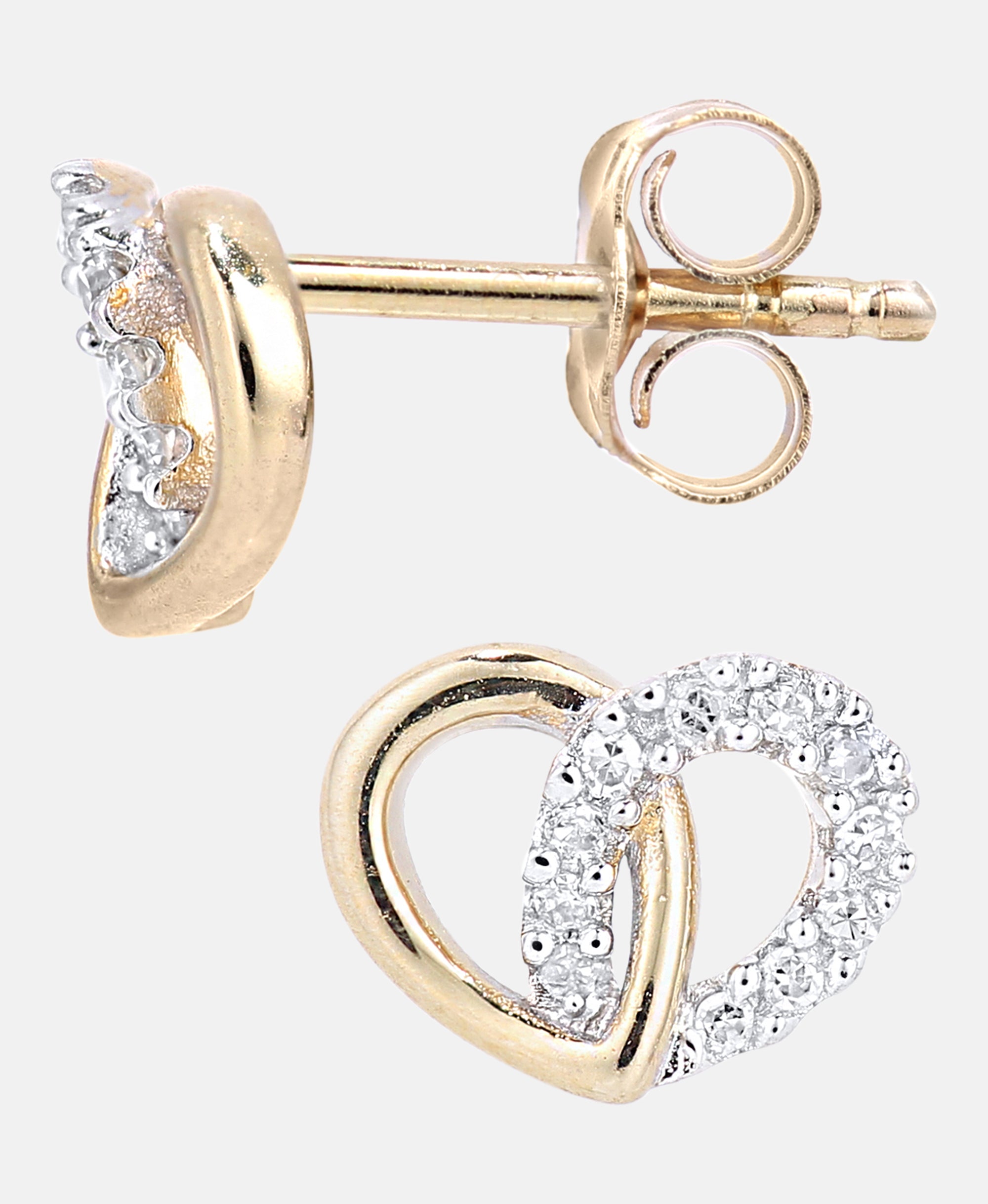 Ohrstecker aus 375 Gelbgold mit Diamant Herz-Design