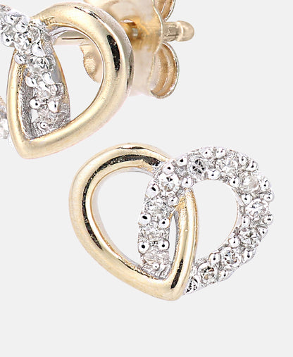 Ohrstecker aus 375 Gelbgold mit Diamant Herz-Design