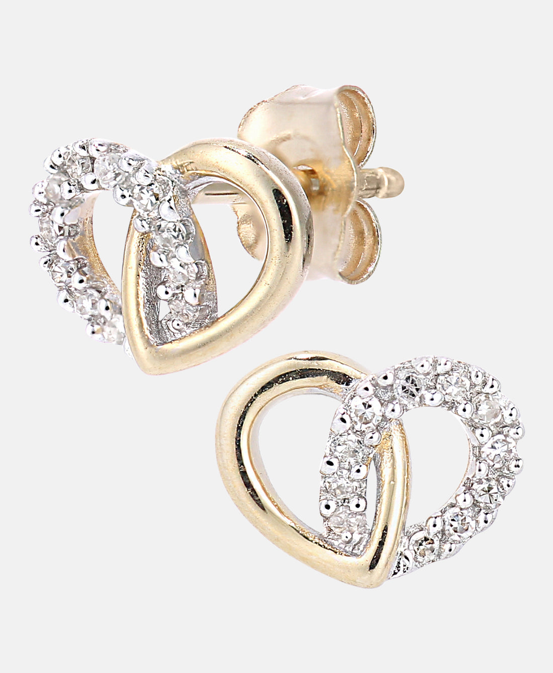 Ohrstecker aus 375 Gelbgold mit Diamant Herz-Design