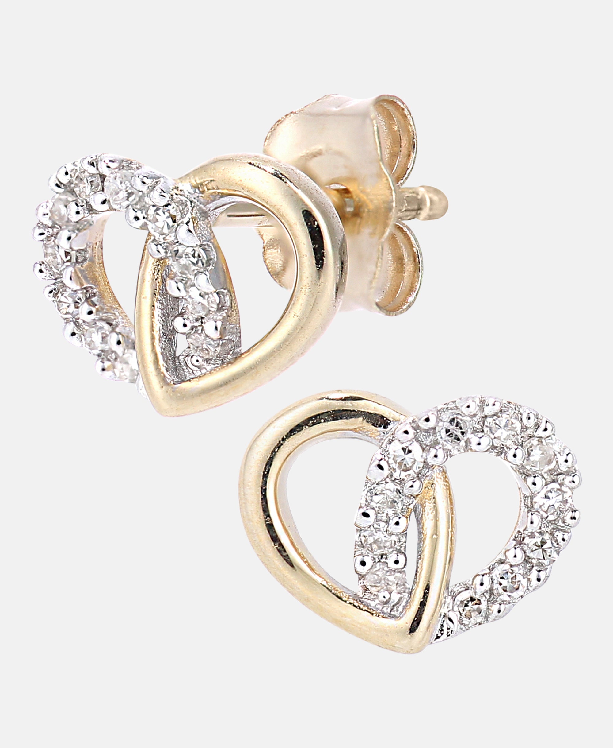 Ohrstecker aus 375 Gelbgold mit Diamant Herz-Design