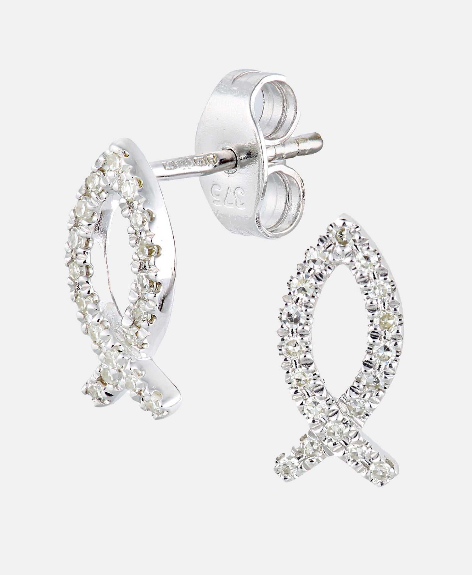 Ohrringe aus 375 Weißgold mit 0.1 Karat Diamant