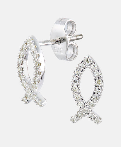 Ohrringe aus 375 Weißgold mit 0.1 Karat Diamant