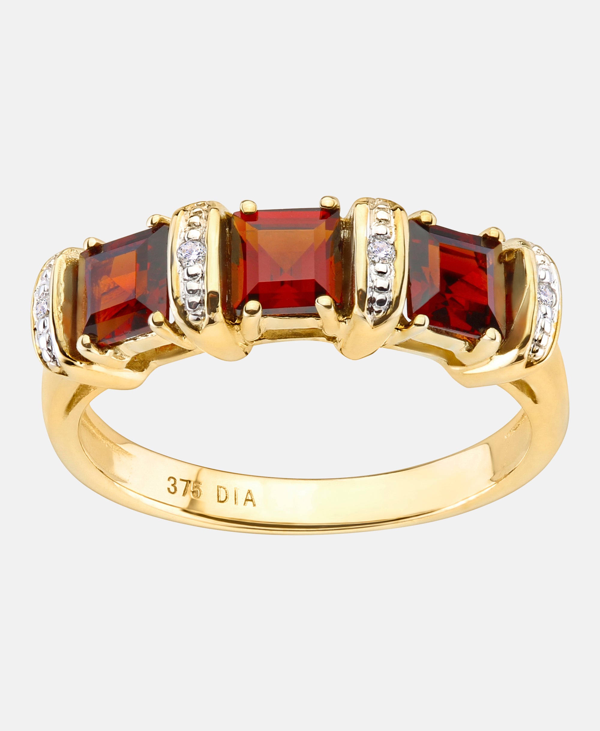 Eternity-Ring aus 375 Gelbgold mit Diamant mit Granat