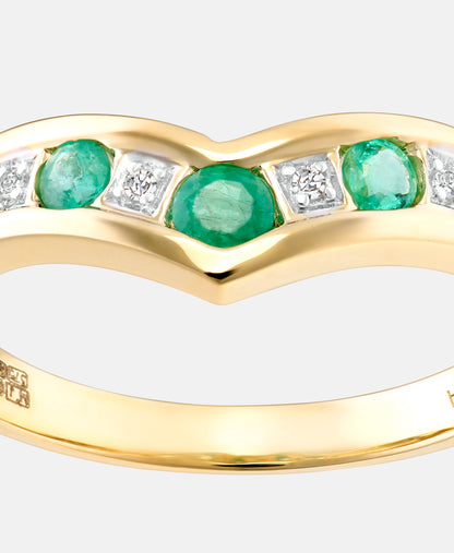 Ring aus 375 Gelbgold mit Diamant mit Smaragd