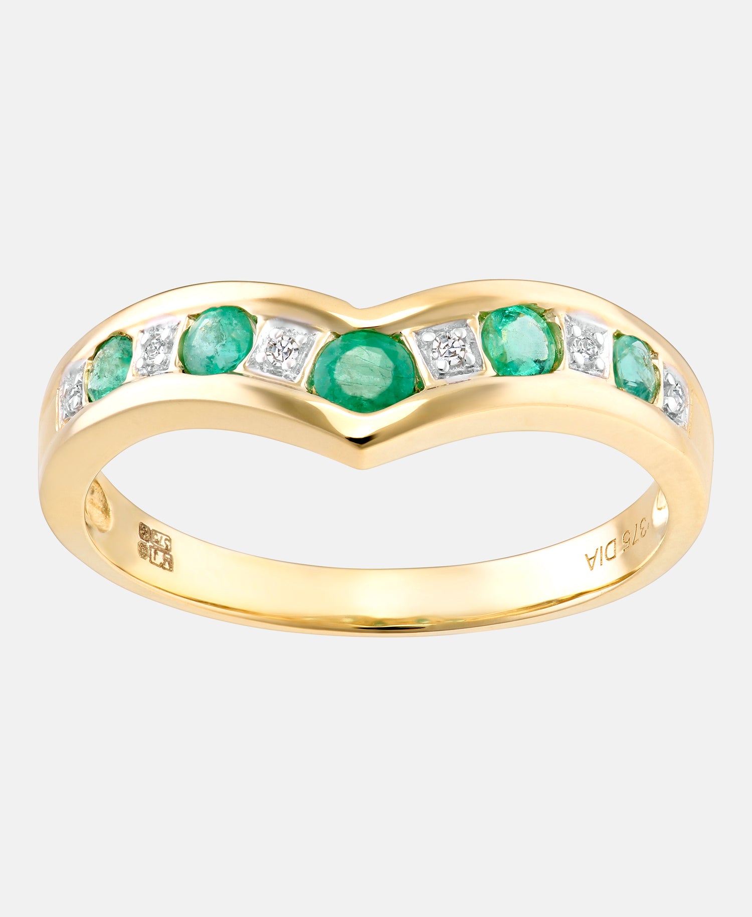 Ring aus 375 Gelbgold mit Diamant mit Smaragd