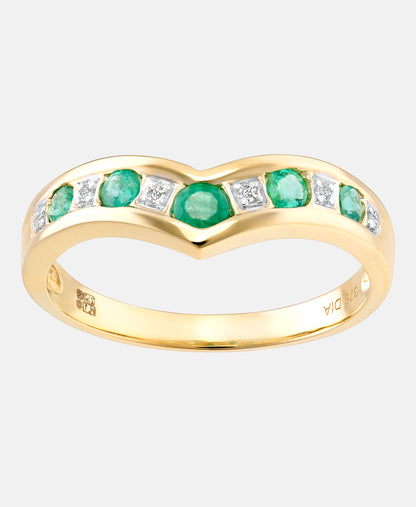 Ring aus 375 Gelbgold mit Diamant mit Smaragd