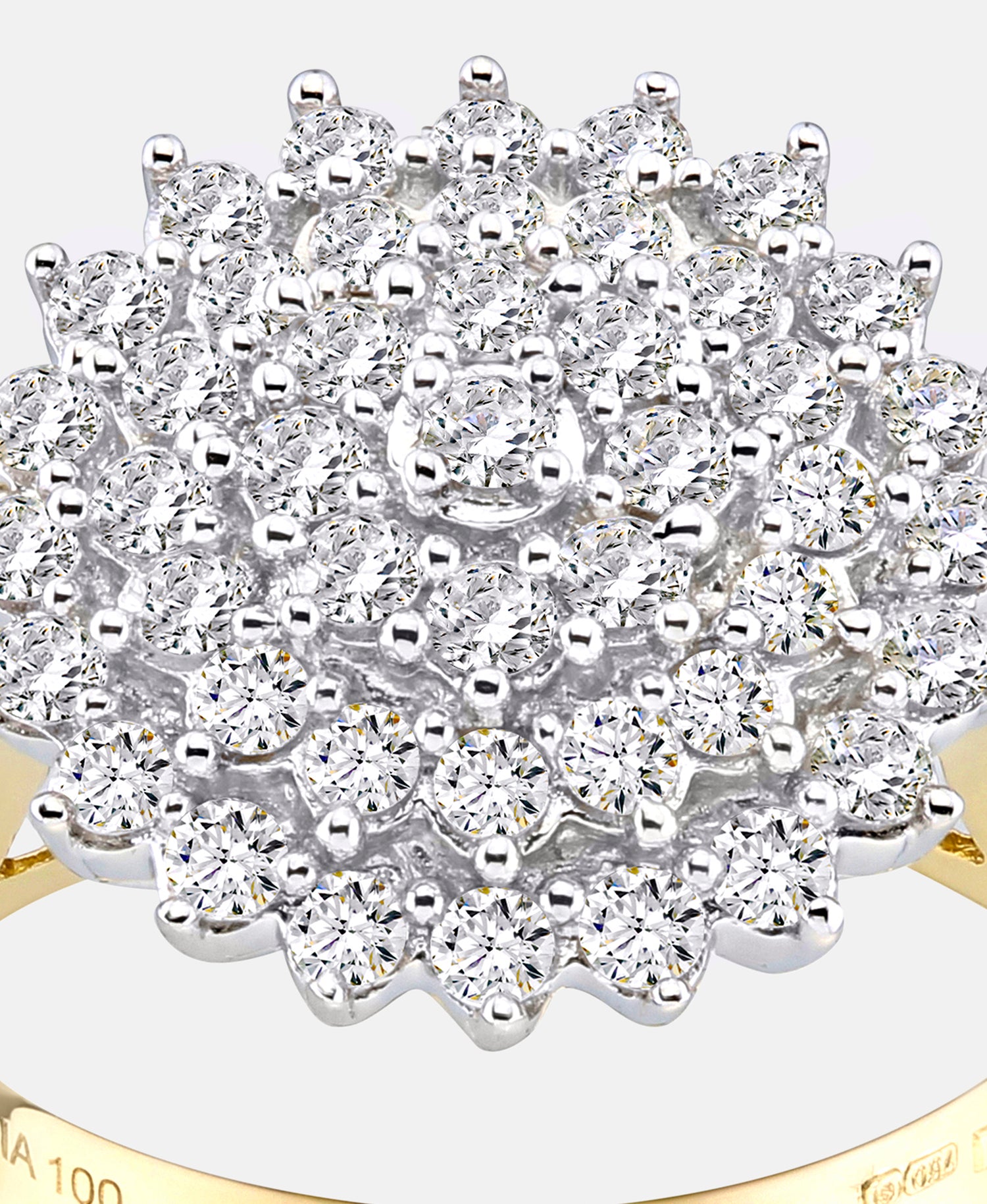 Cluster-Ring aus 750 Gelbgold mit Diamant