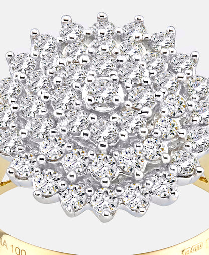 Cluster-Ring aus 750 Gelbgold mit Diamant