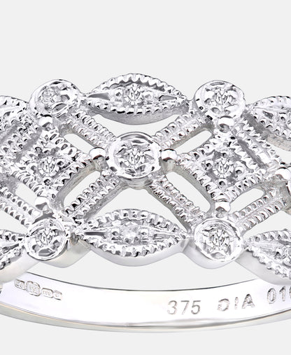 Ring aus 375 Weißgold mit Diamant
