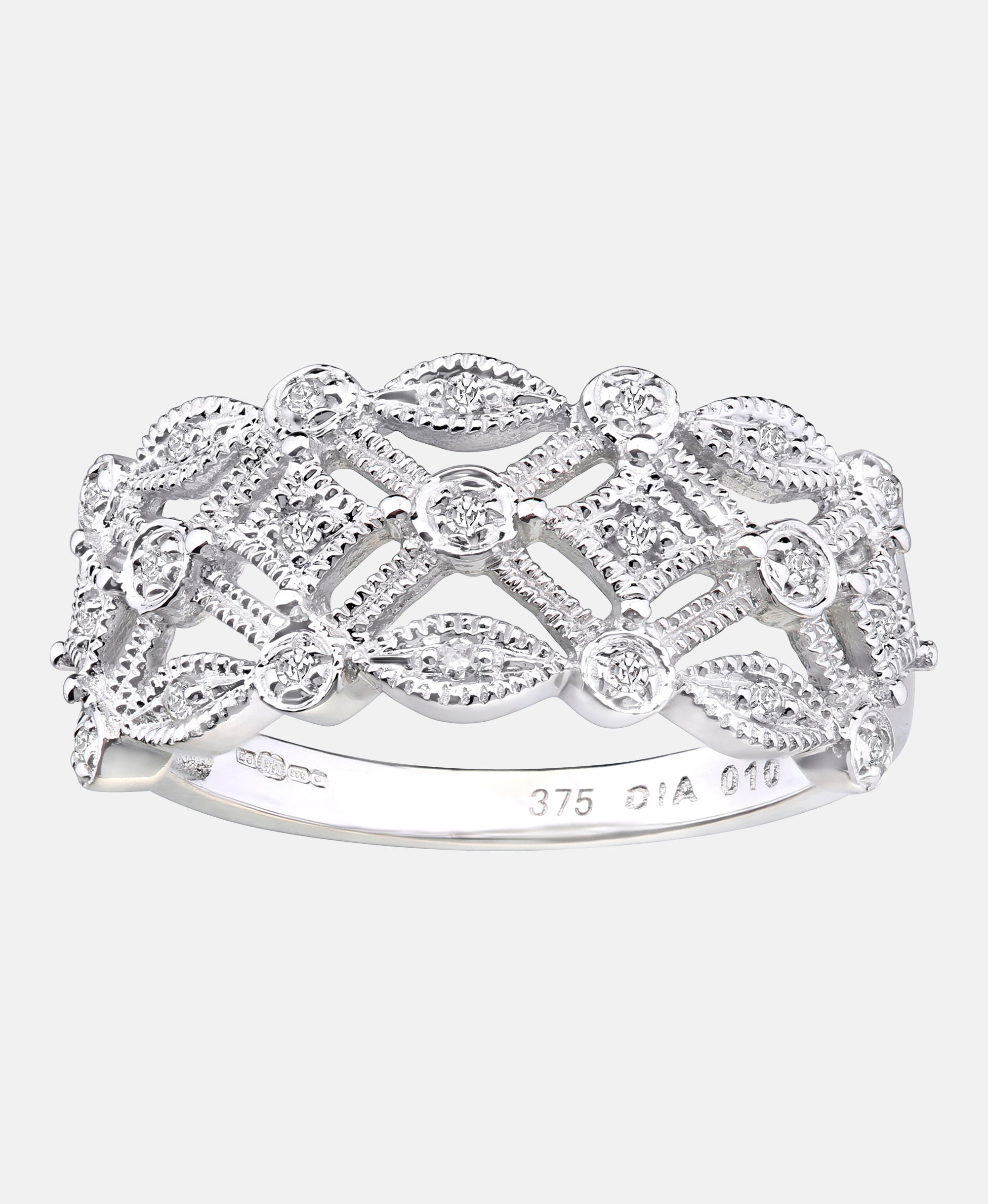 Ring aus 375 Weißgold mit Diamant