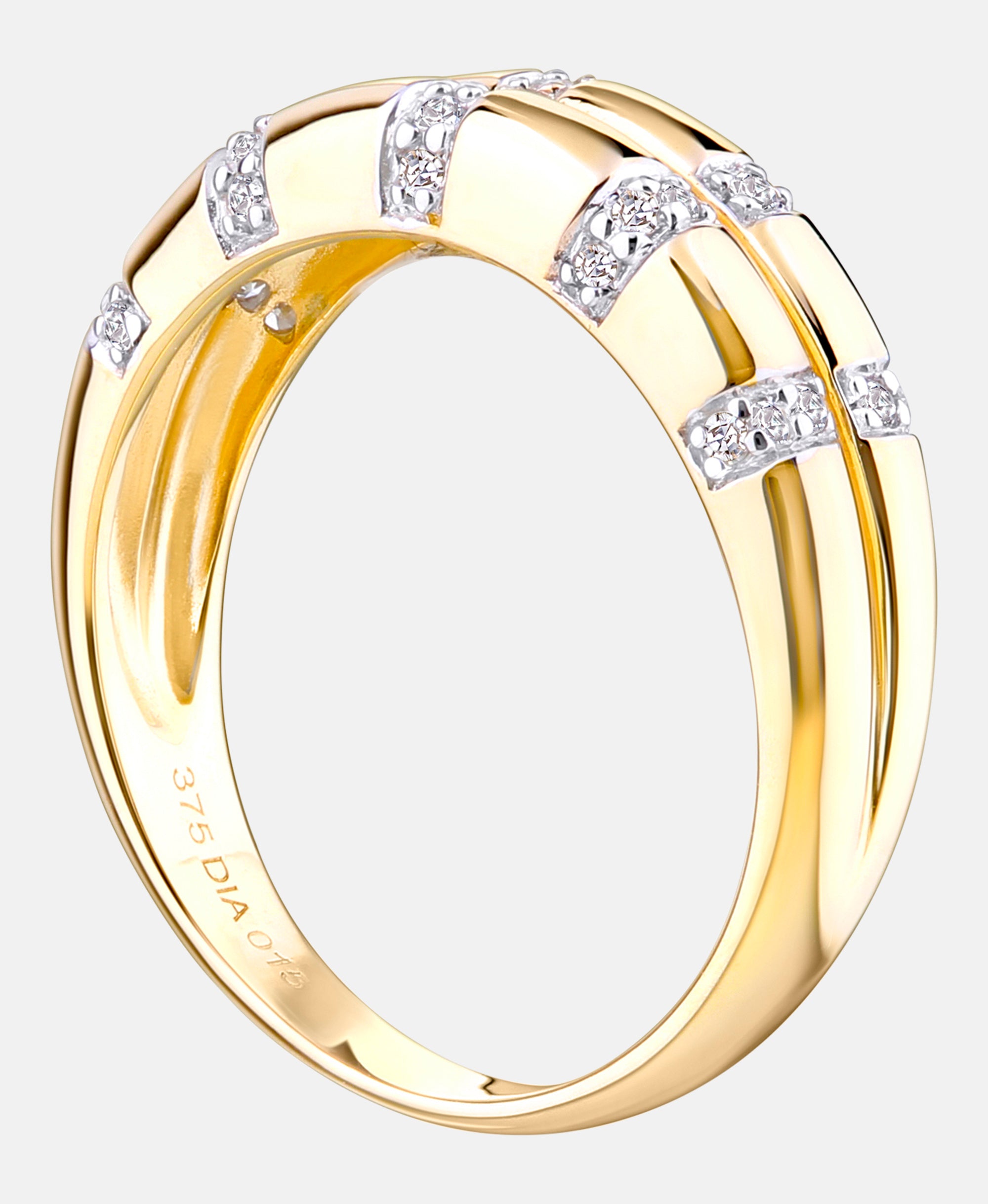 Ehering aus 375 Gelbgold mit Diamant