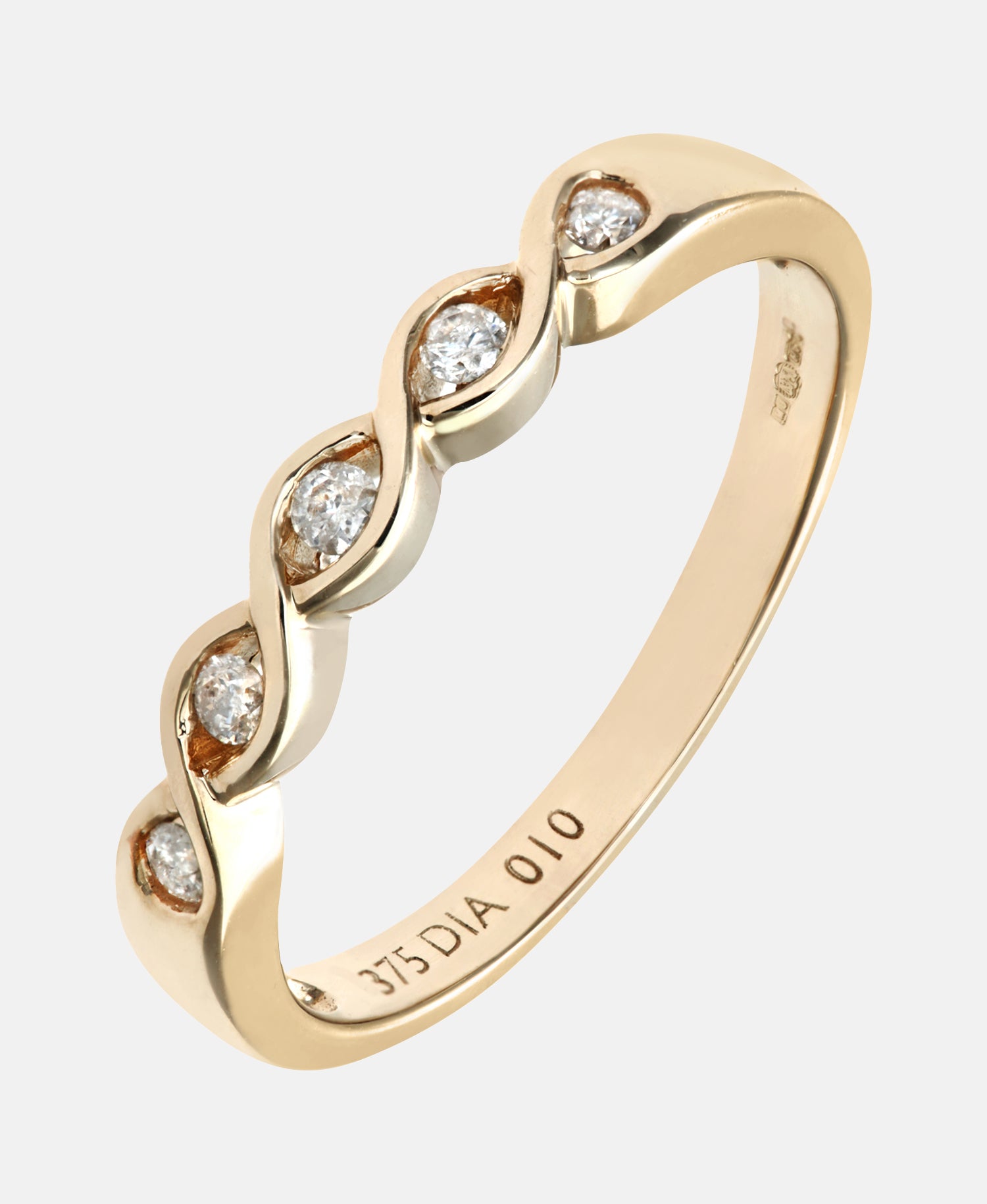 Eternity-Ring aus 375 Gelbgold mit 0.10 Karat Diamant gedreht