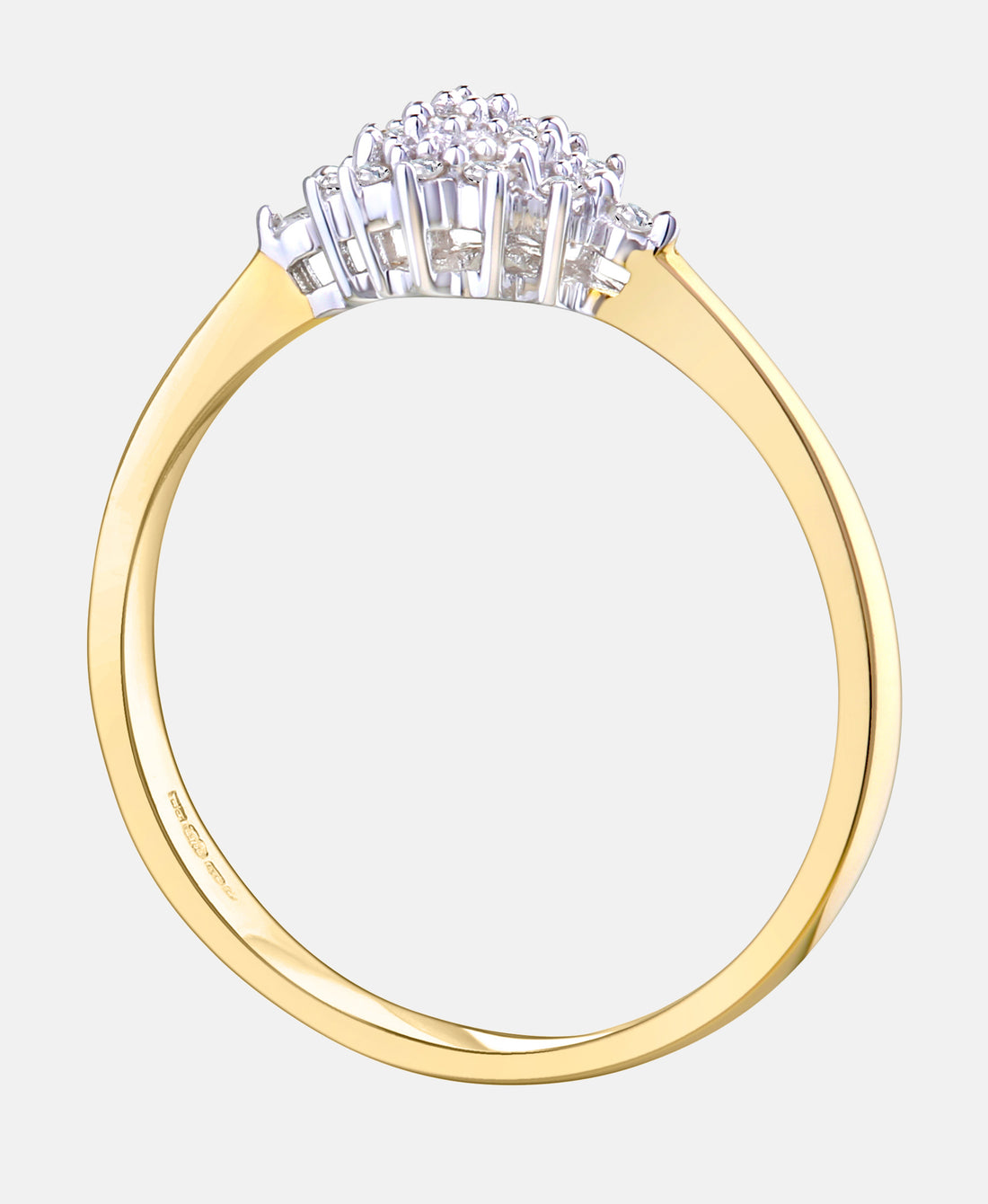 Cluster-Ring aus 375 Gelbgold mit Diamant