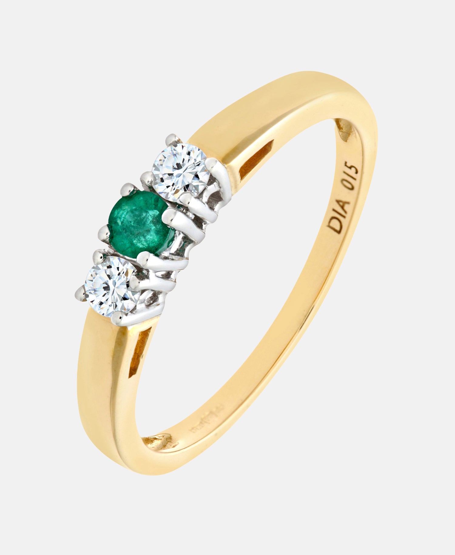 Ring aus 375 Gelbgold mit Diamant mit Smaragd