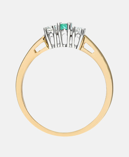 Ring aus 375 Gelbgold mit Diamant mit Smaragd
