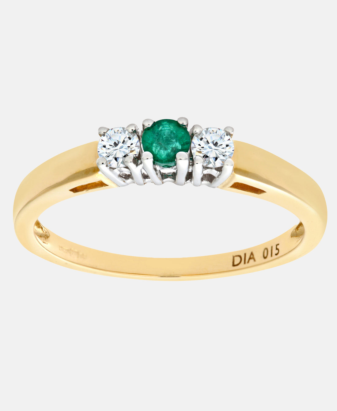 Ring aus 375 Gelbgold mit Diamant mit Smaragd