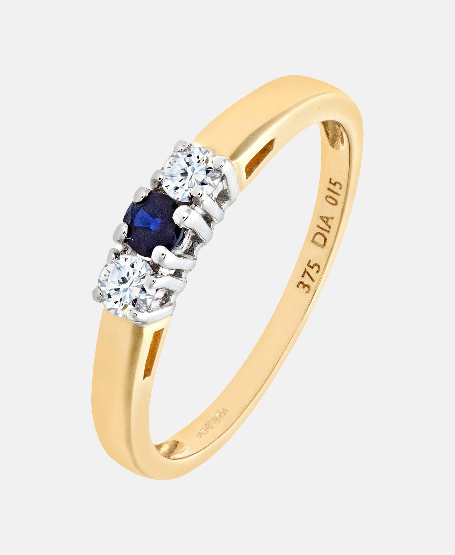 Ring aus 375 Gelbgold mit Diamant mit Saphir