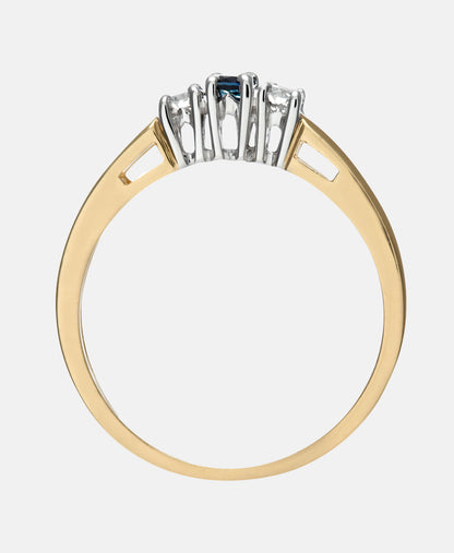 Ring aus 375 Gelbgold mit Diamant mit Saphir
