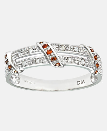 Eternity-Ring aus 375 Weißgold mit Diamant gedreht