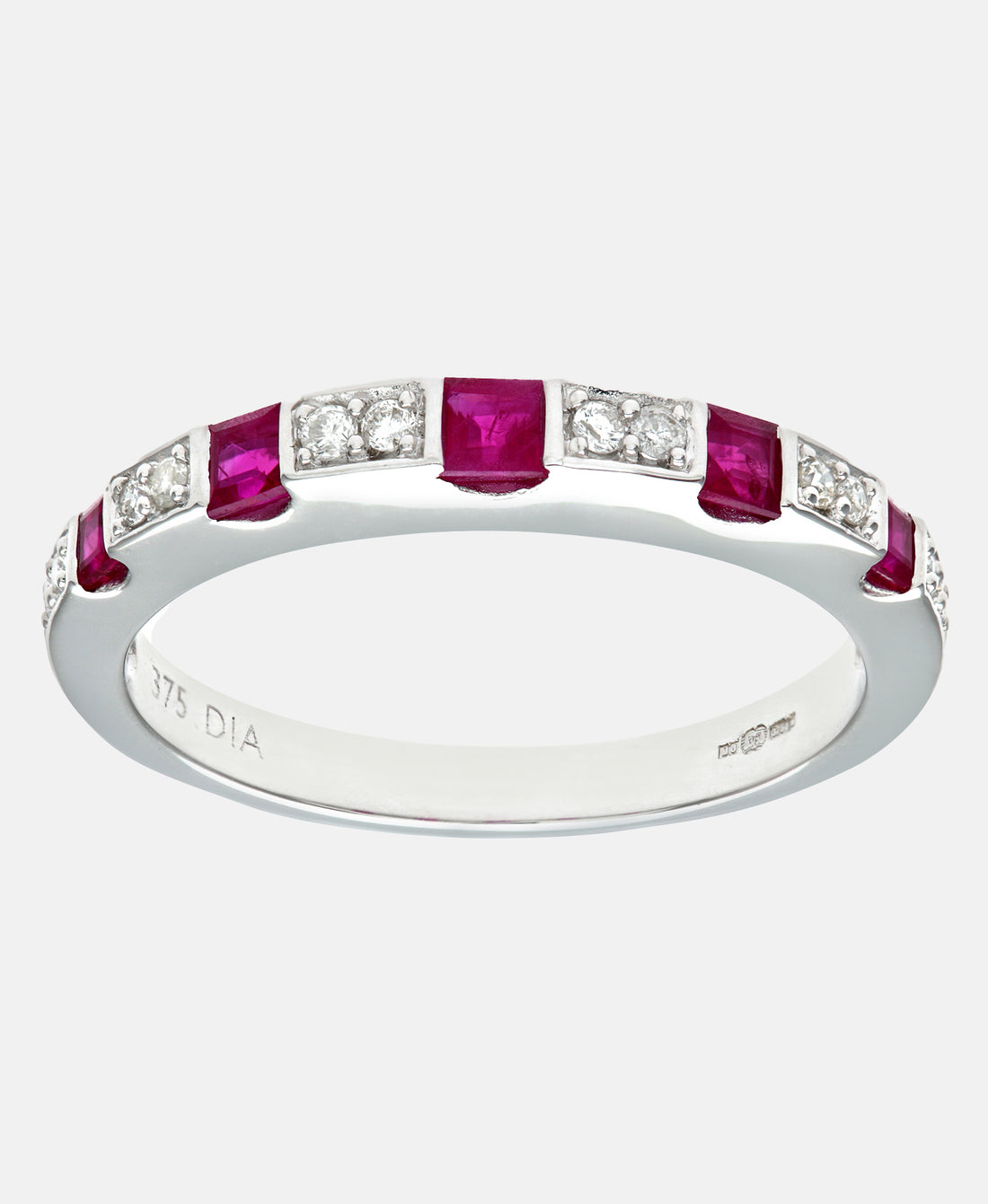 Eternity-Ring aus 375 Weißgold mit Diamant mit Rubin