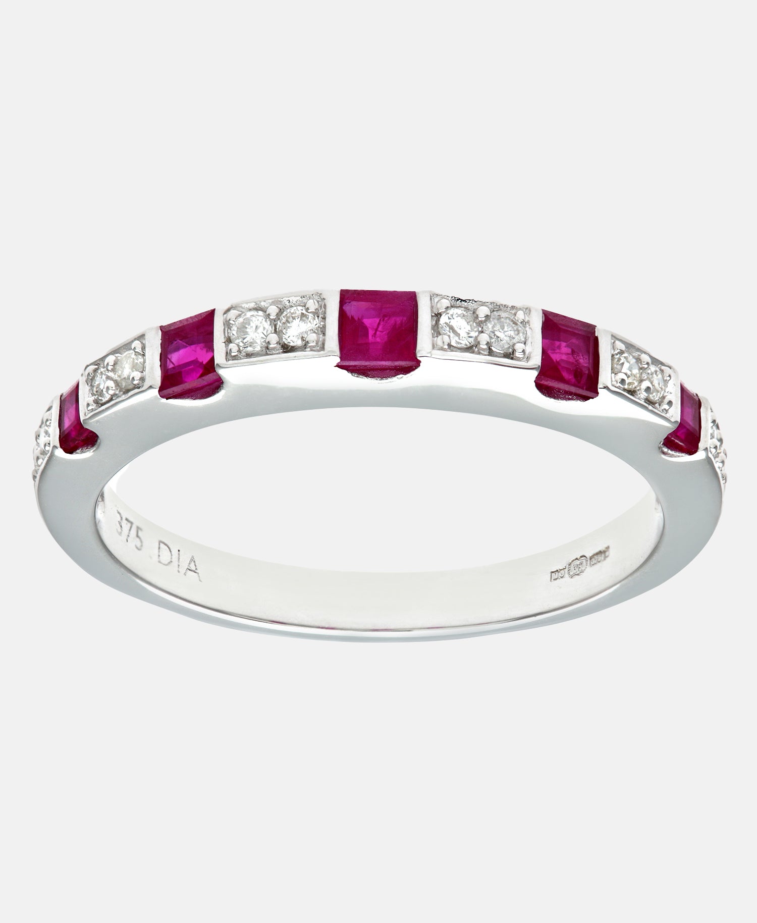 Eternity-Ring aus 375 Weißgold mit Diamant mit Rubin