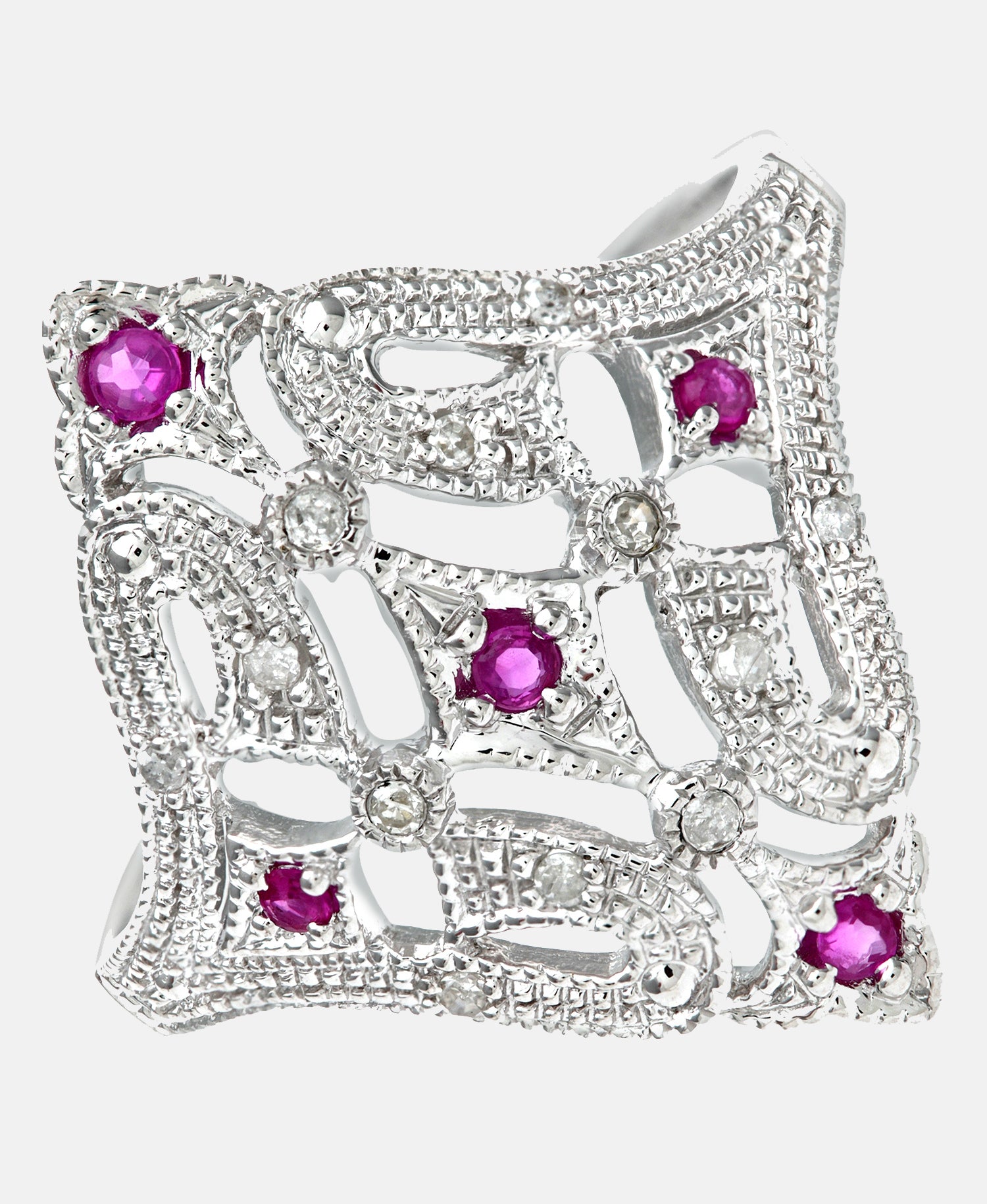 Ring aus 375 Weißgold mit Diamant mit Rubin