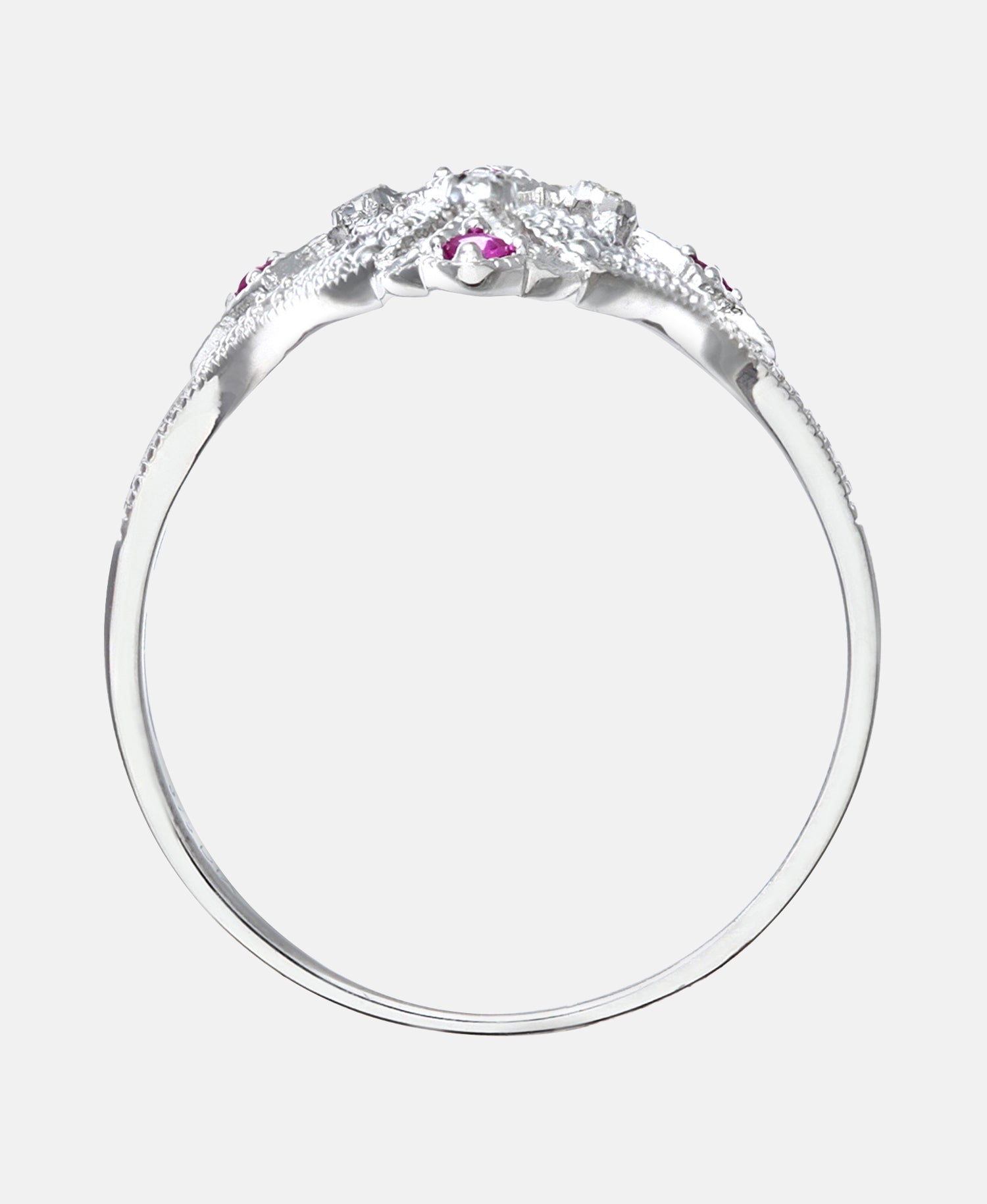 Ring aus 375 Weißgold mit Diamant mit Rubin