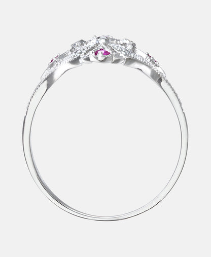Ring aus 375 Weißgold mit Diamant mit Rubin
