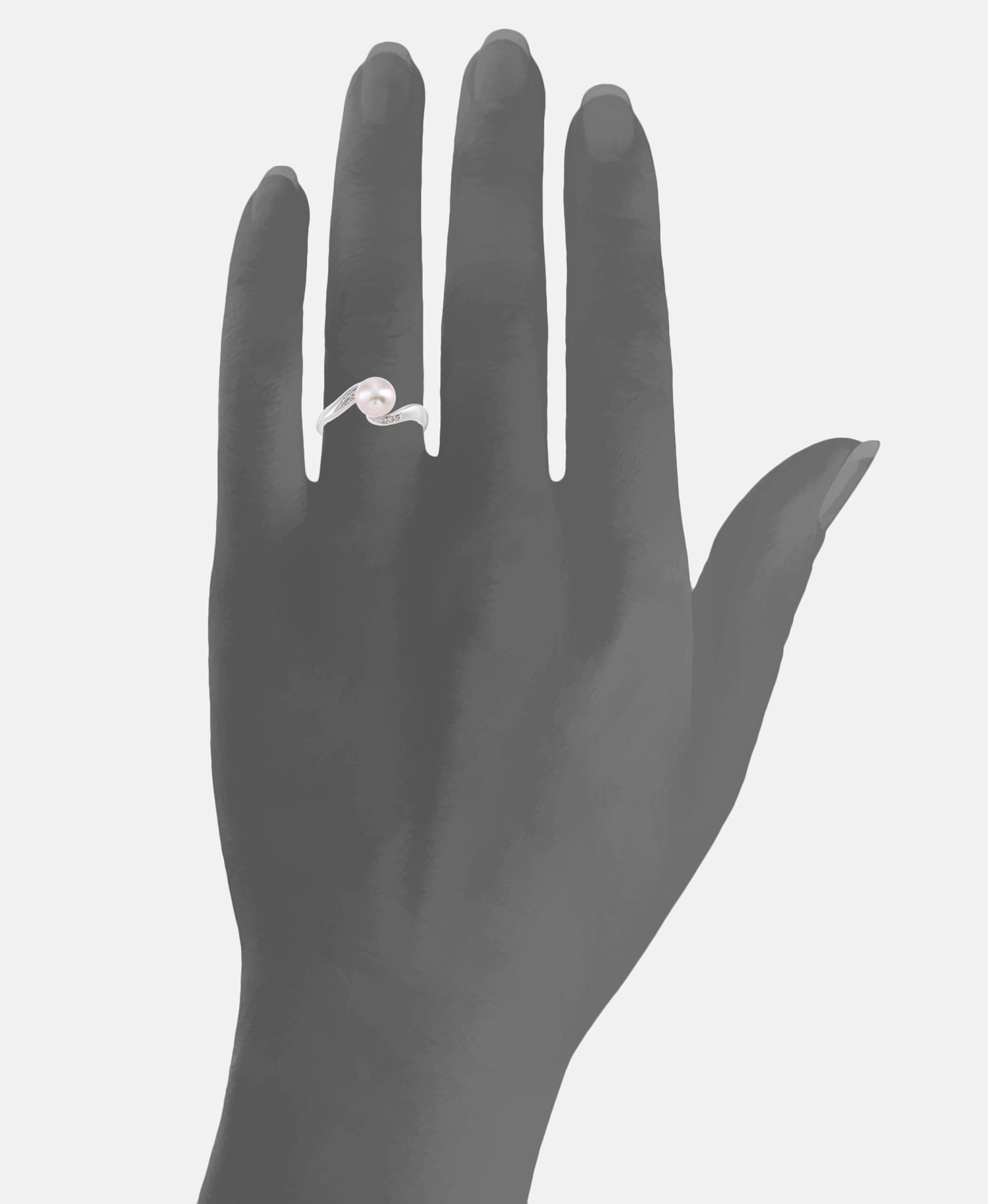 Ring aus 375 Weißgold mit 0.04 Karat Diamant mit Perle