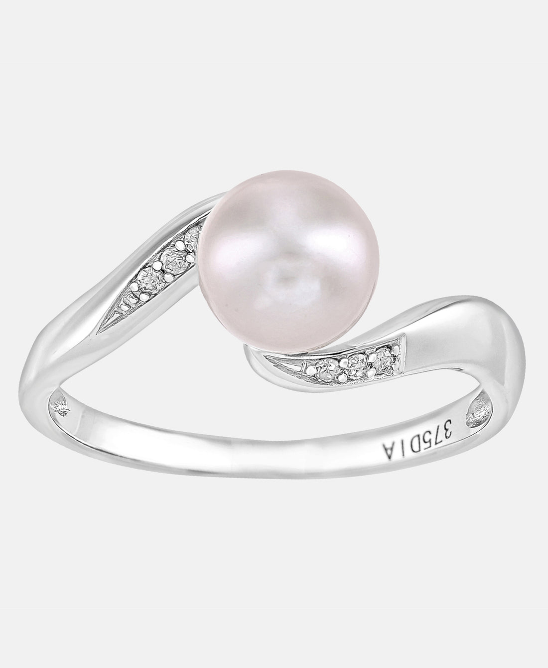 Ring aus 375 Weißgold mit 0.04 Karat Diamant mit Perle