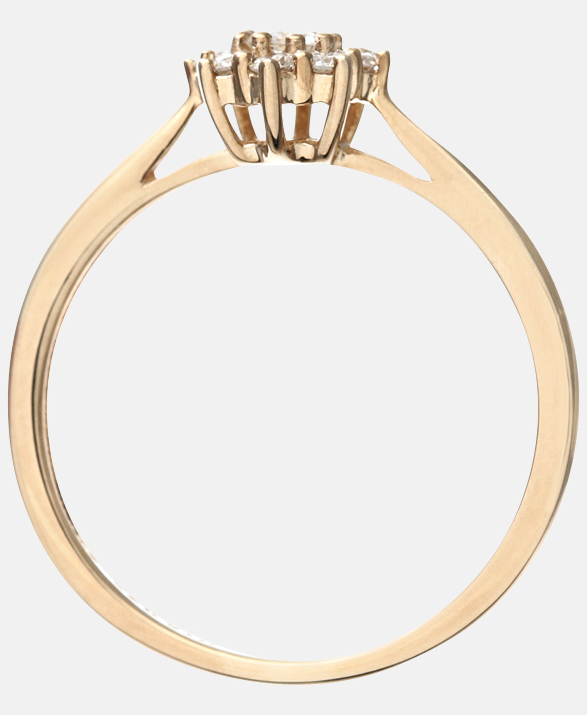 Cluster-Ring aus 375 Gelbgold mit 9 Karat Diamant