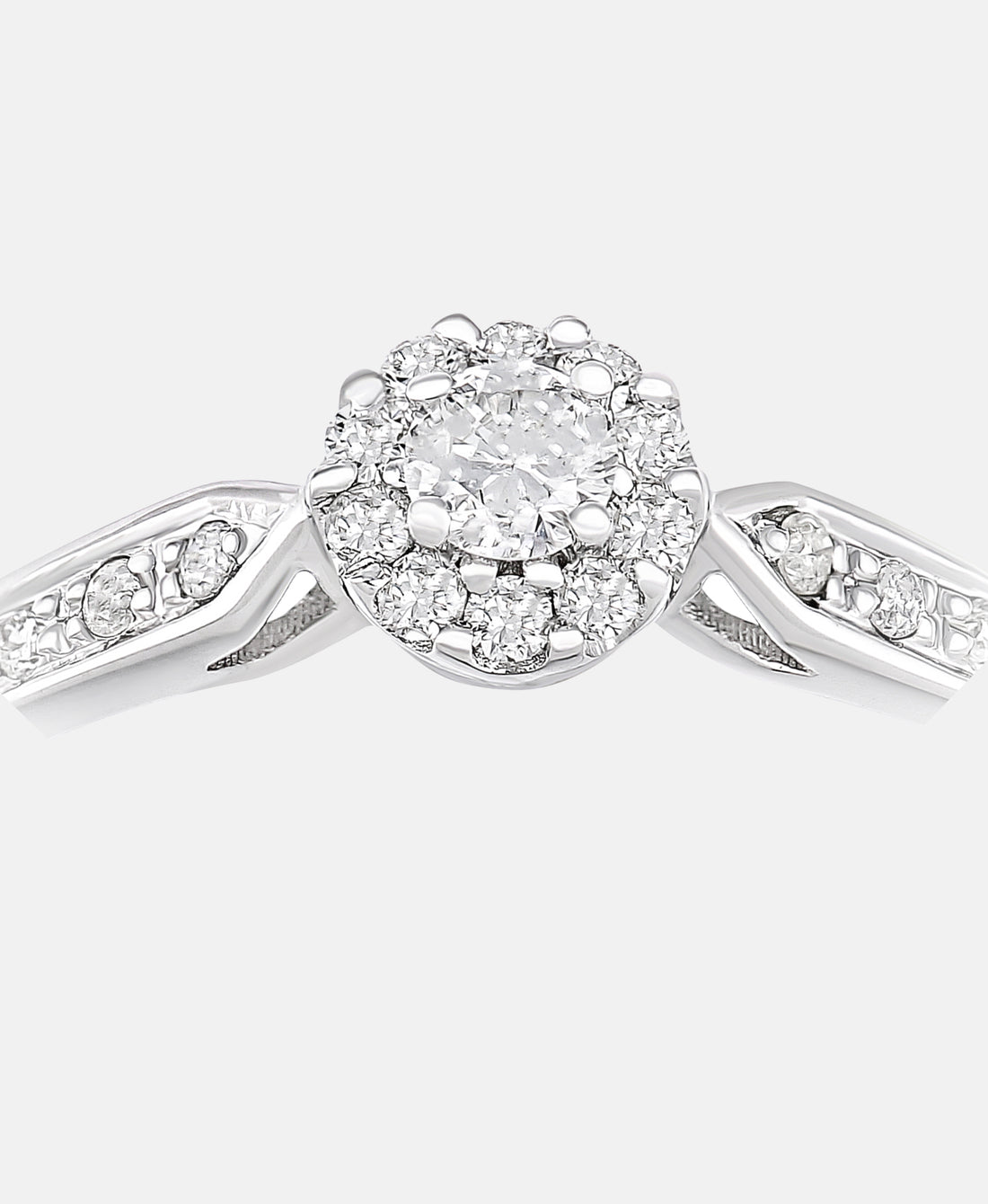 Cluster-Ring aus 375 Weißgold mit 0.25 Karat Diamant