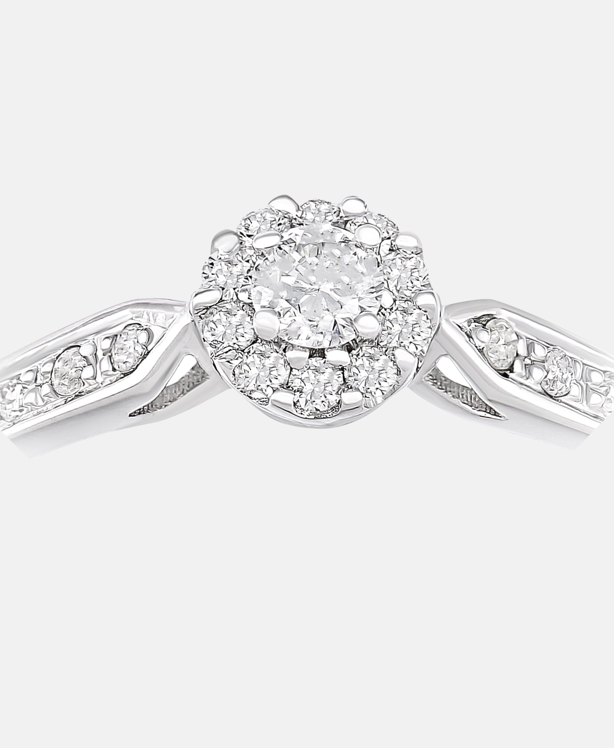 Cluster-Ring aus 375 Weißgold mit 0.25 Karat Diamant