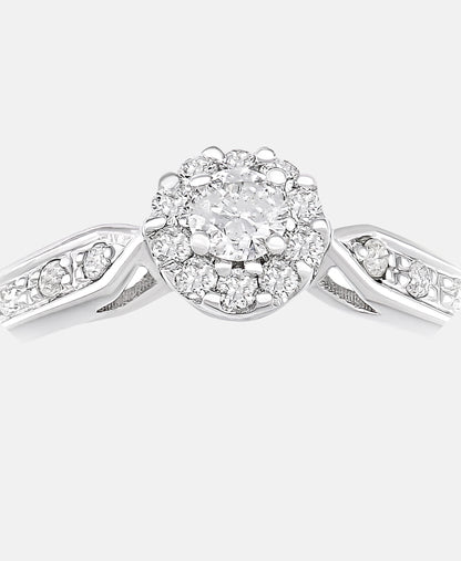 Cluster-Ring aus 375 Weißgold mit 0.25 Karat Diamant