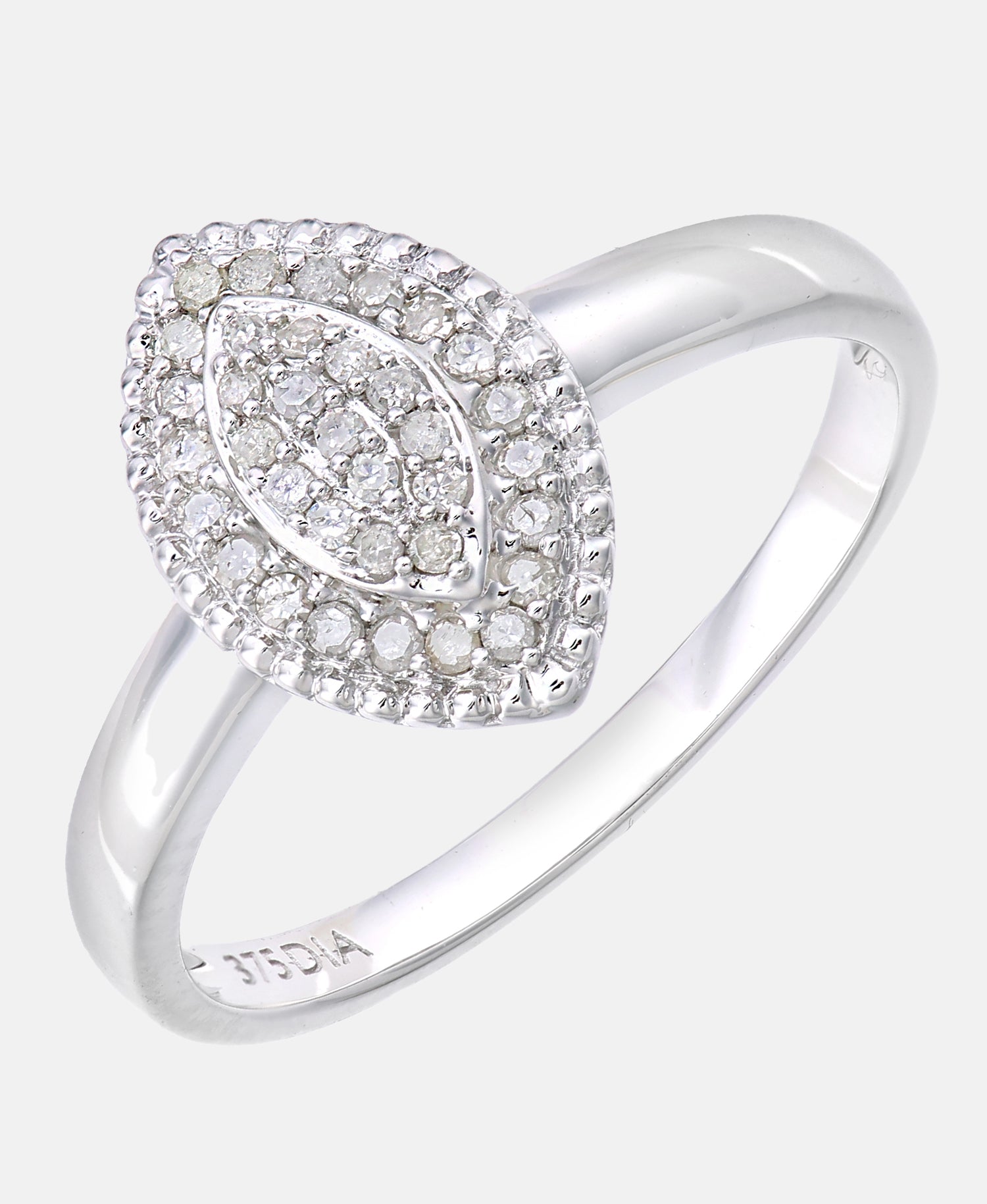 Cluster-Ring aus 375 Weißgold mit 0.16 Karat Diamant