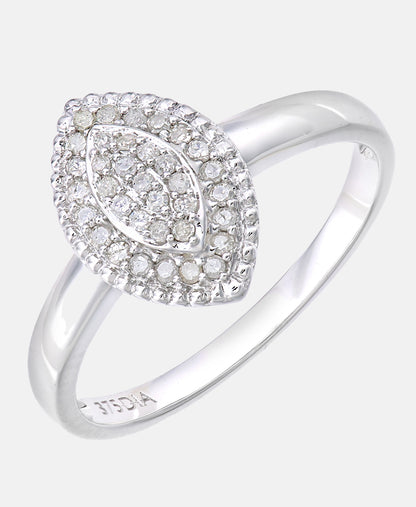 Cluster-Ring aus 375 Weißgold mit 0.16 Karat Diamant