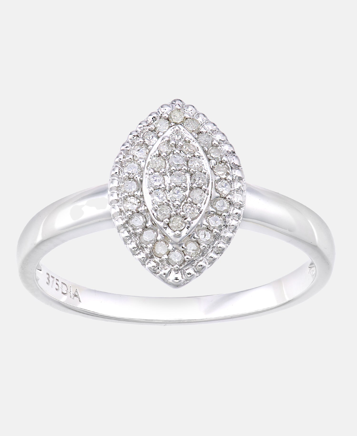 Cluster-Ring aus 375 Weißgold mit 0.16 Karat Diamant