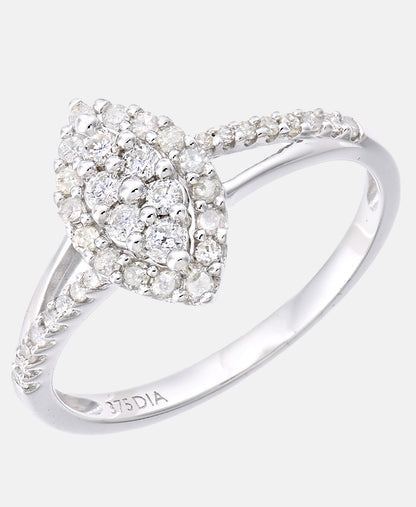 Cluster-Ring aus 375 Weißgold mit 0.36 Karat Diamant