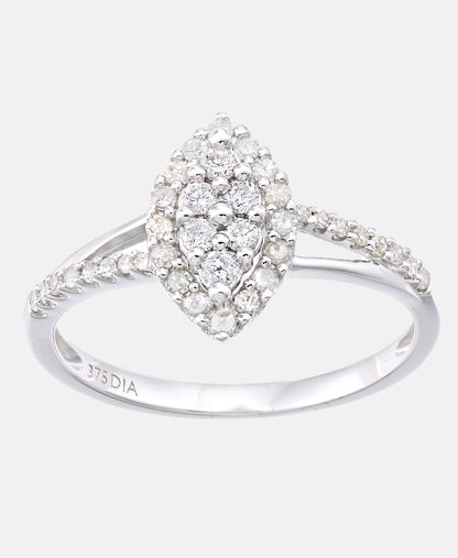Cluster-Ring aus 375 Weißgold mit 0.36 Karat Diamant