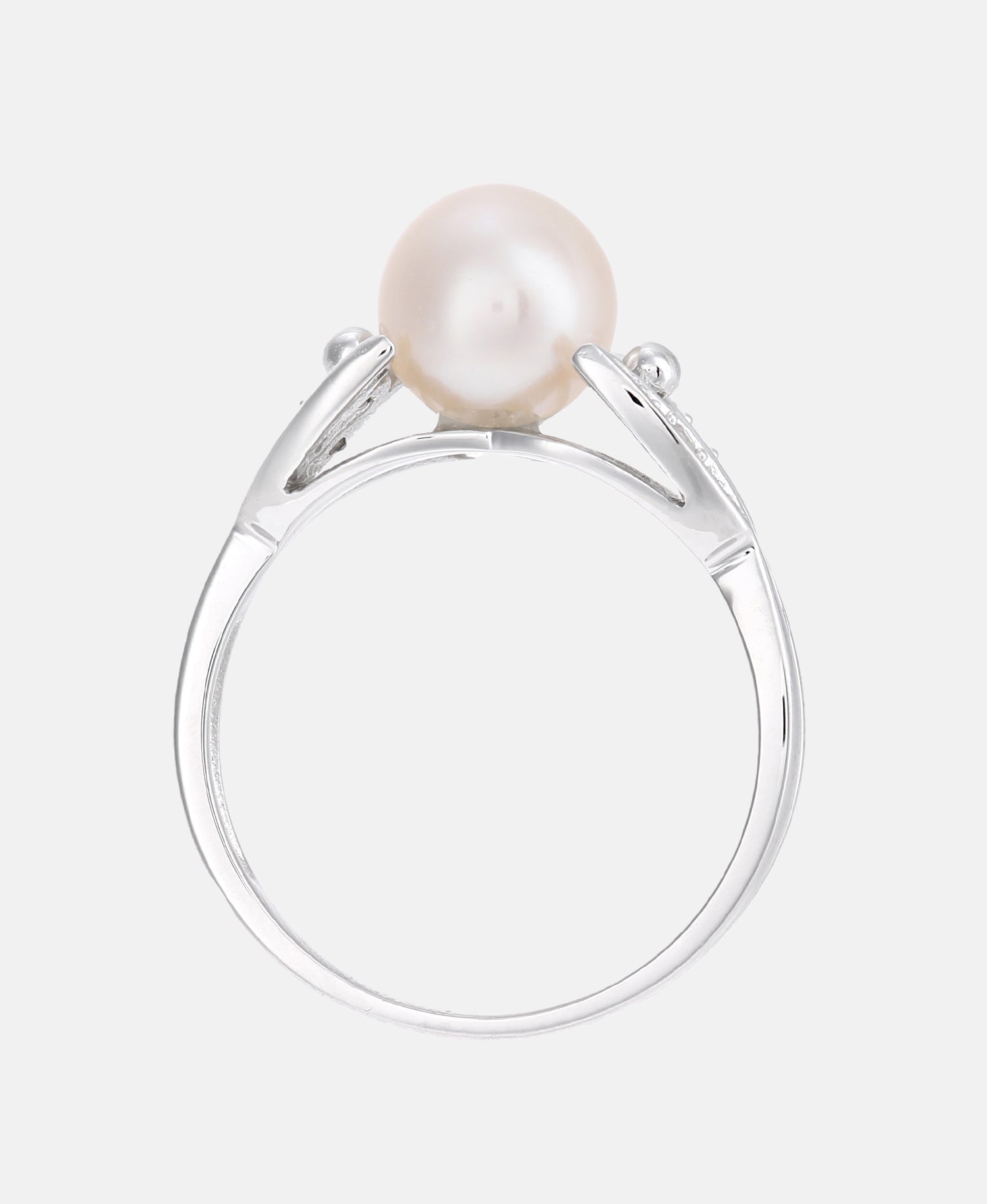 Ring aus 375 Weißgold mit 0.03 Karat Diamant mit Perle