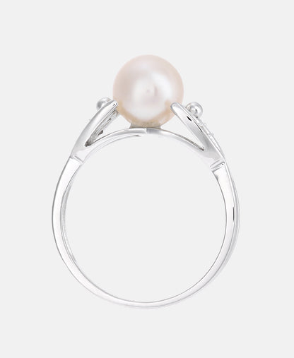 Ring aus 375 Weißgold mit 0.03 Karat Diamant mit Perle