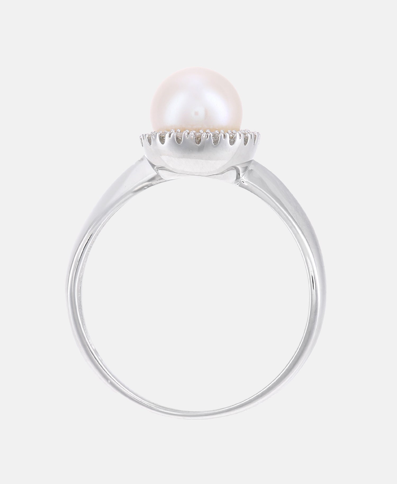 Ring aus 375 Weißgold mit 0.08 Karat Diamant mit Perle
