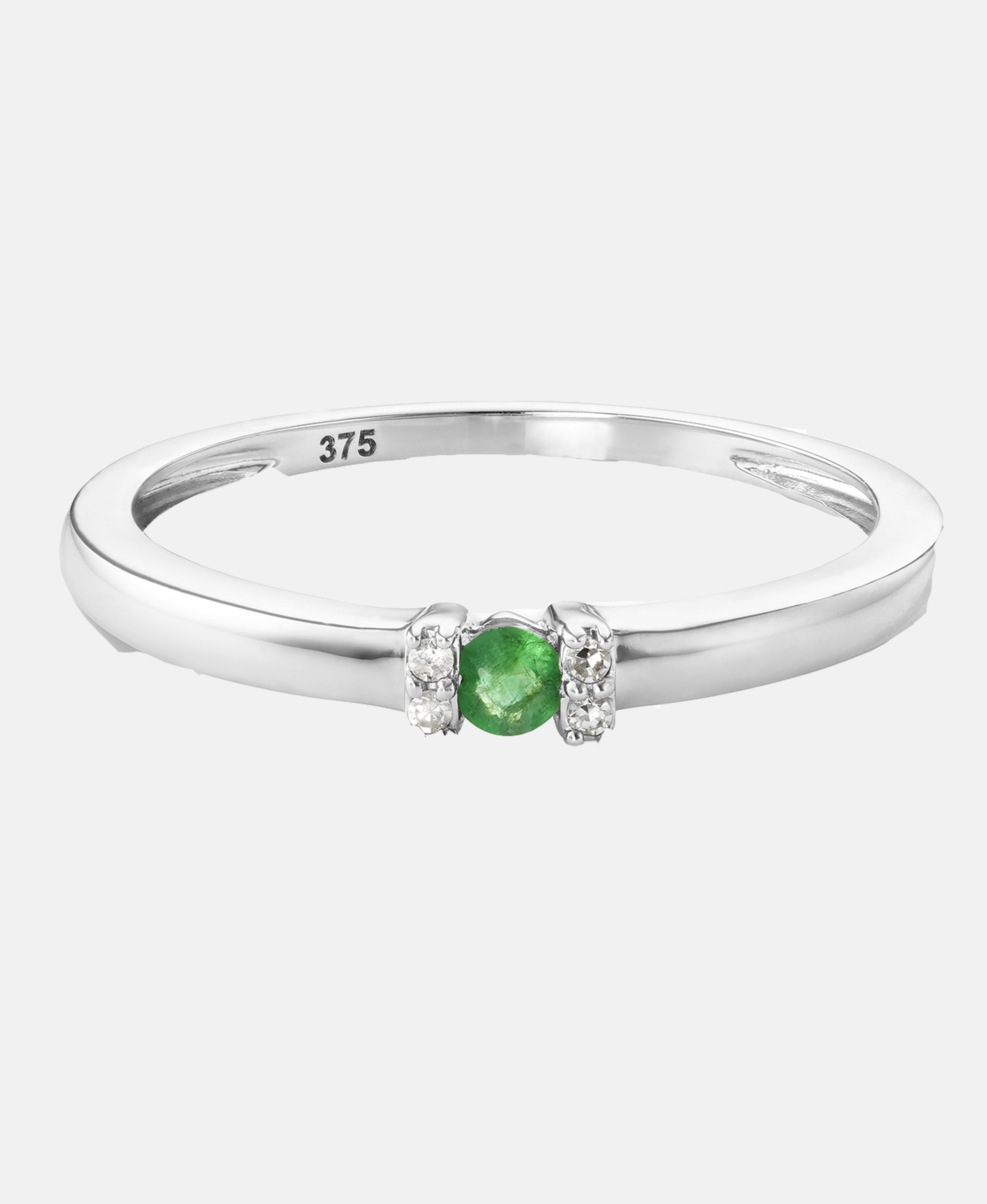 Ring aus 375 Weißgold mit Diamant mit Smaragd