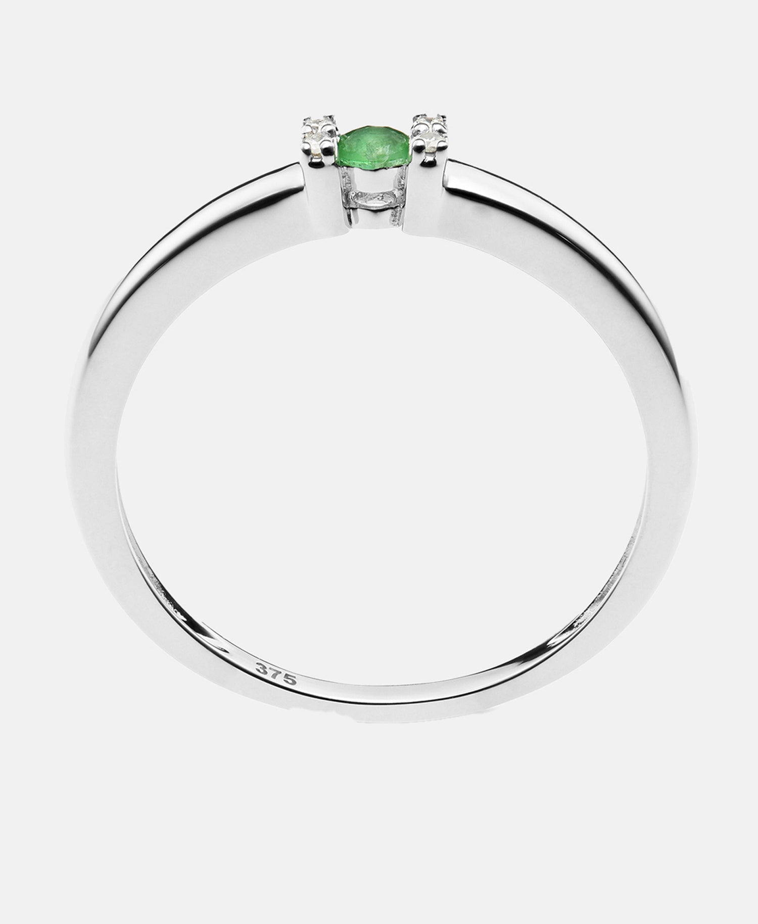 Ring aus 375 Weißgold mit Diamant mit Smaragd