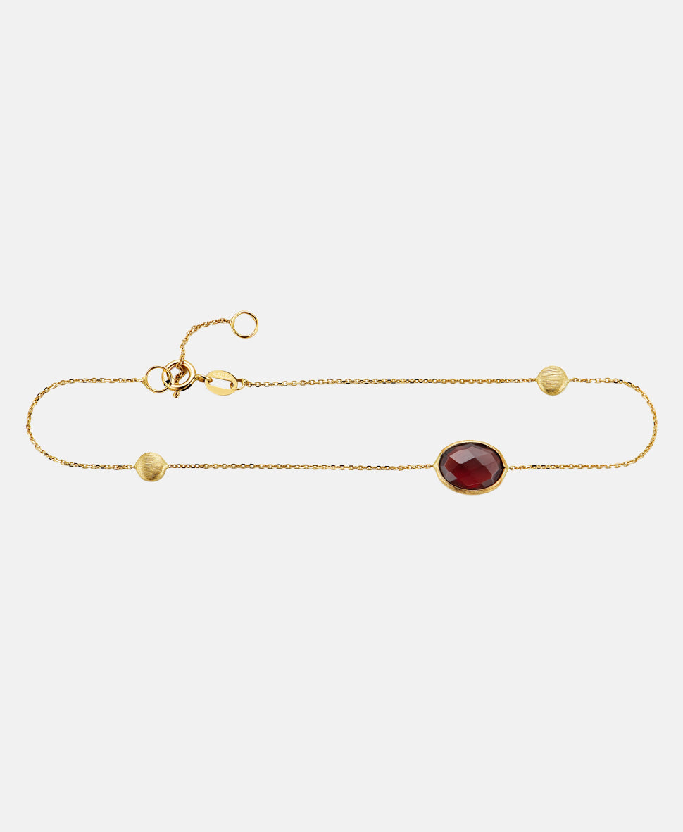Armband aus 585 Gelbgold mit Granat