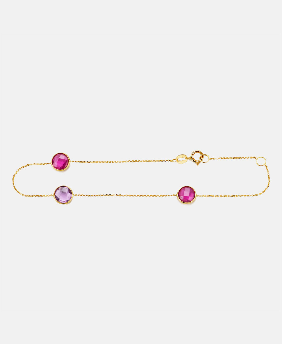 Armband aus 585 Gelbgold mit Rubin